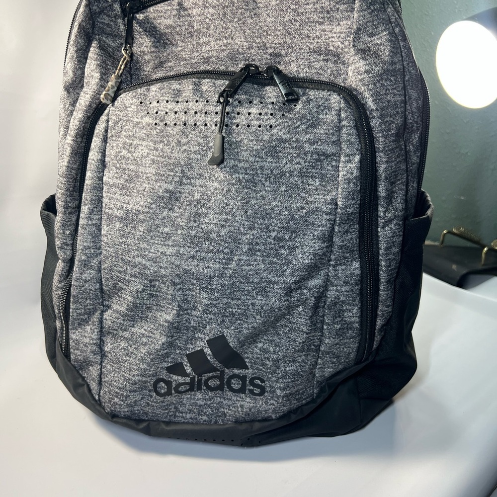 Adidas Heathered Gray/Black Backpack Large Capacity Great Condition